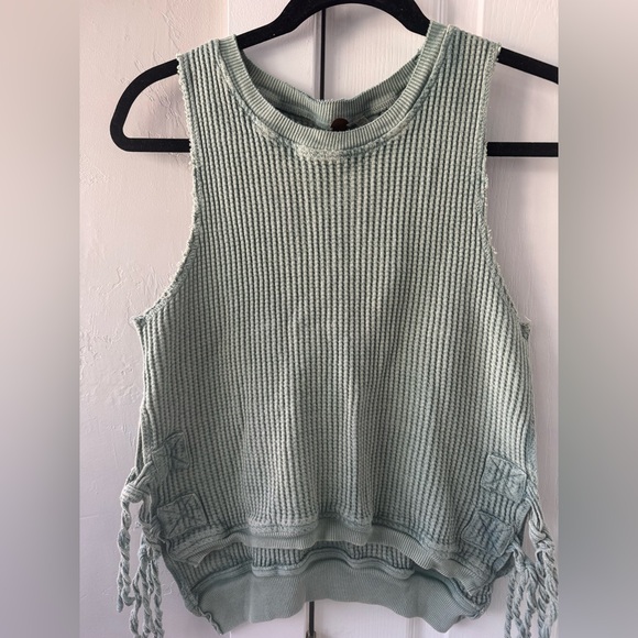 Free People Tops - Free People Olive Knit Tank with Tie Accents